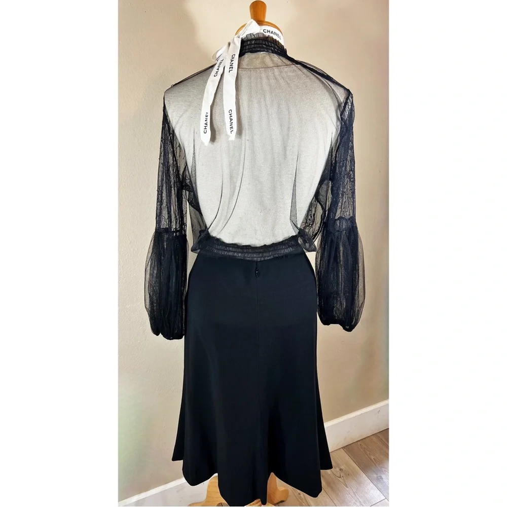 Chanel Black Knee Length Skirt with CC Logo